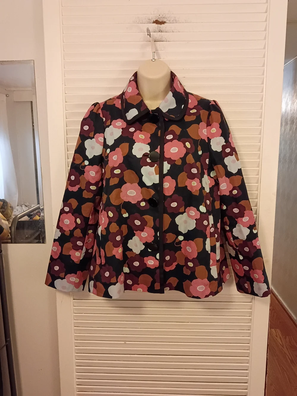 kate spade Black Floral Button-Up Fitted Jacket
